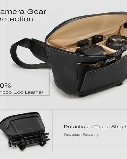 C Coiro Leather Camera Sling Bag, Weather Resistant Crossbody Camera Bag, Professional Pouch for Photographers