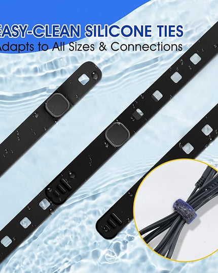 AROIC 30Pcs Reusable Silicone Cable Ties, 3-Size Adjustable Cord Organizer Set for Home Office & Travel Essentials - Under Desk Cable Management, Wire Organizer for Computer, Kitchen, Data Cords