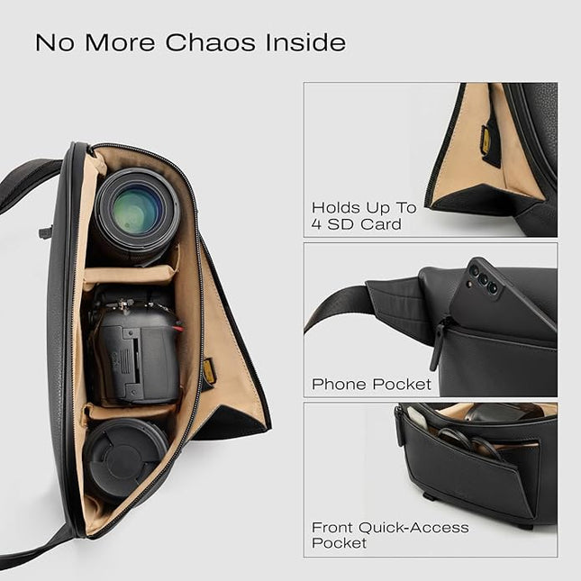 C Coiro Leather Camera Sling Bag, Weather Resistant Crossbody Camera Bag, Professional Pouch for Photographers