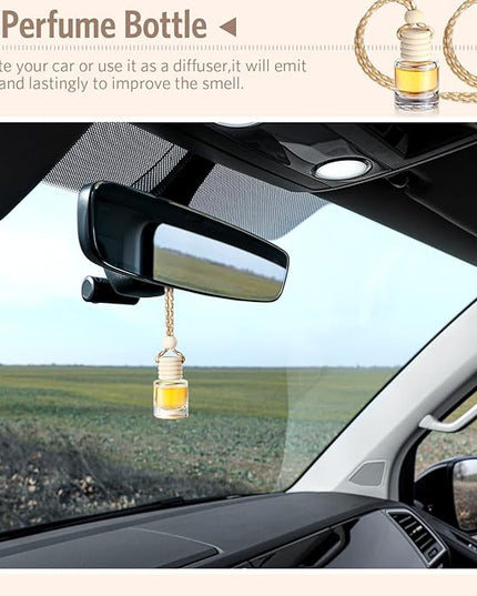 BBTO 100 Pcs Car Air Fresheners Diffuser with Wooden Empty Aromatherapy Diffuser Clear Fragrance Holder Pendant Hanging Perfume Fresheners Bottles for Car Decor(Clear Classic)