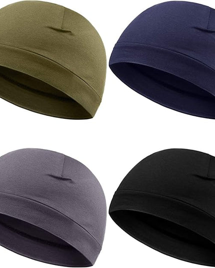 Syhood 4 Pcs Cotton Skull Caps for Men Women Breathable Beanie Thin Sleep Hat Night Running Cap Helmet Liner for Cycling Gym