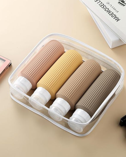 Travel Bottles for Toiletries, Large 6oz Travel Size Containers, BPA Free Leak Proof Tubs Refillable Liquid Accessories with Toiletry Bag for Cometic Shampoo and Lotion Soap (4 Pack)