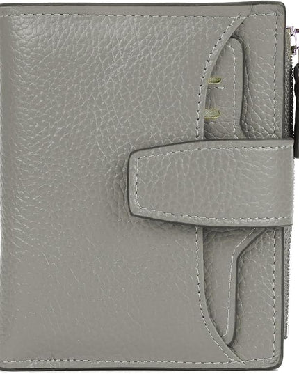 AINIMOER Women's RFID Blocking Leather Small Compact Bi-fold Zipper Pocket Wallet Card Case Purse with id Window
