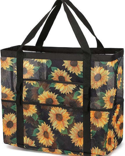 Mesh Beach Bag, Large Beach Tote with Zipper Pocket, Toys Pool Bag for Family Travel Vacation Cruise Essentials