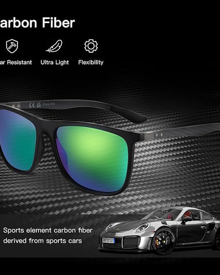 ZENOTTIC Square Polarized Sunglasses for Men Ultralight Carbon Fiber Sun Glasses Driving Fishing Golf Sports UV400 Protection