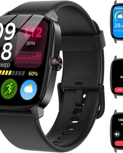 Smart Watches for Women Men with Bluetooth Call & AI Voice, 1.85" HD Fitness Tracker with Heart Rate SpO2 Sleep Monitor, 100+ Sports Modes,Mini Games, IP68 Waterproof Smartwatch for Android iOS Phones