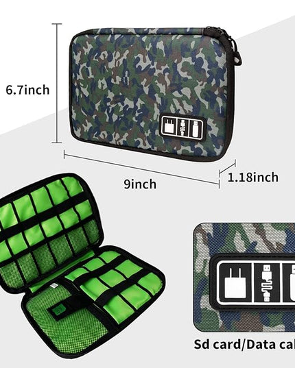 Electronics Travel Organizer,Portable Waterproof Electronic Travel Storage Bag for Small Charging Cord Storage,Charger,SD Card etc,for Travel,Business -Camouflage Green