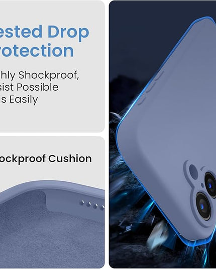 FireNova Designed for iPhone 16 Case, Silicone Upgraded [Camera Protection] Phone Case with [2 Screen Protectors], Soft Anti-Scratch Microfiber Lining Inside, 6.1 inch, Lavender Gray