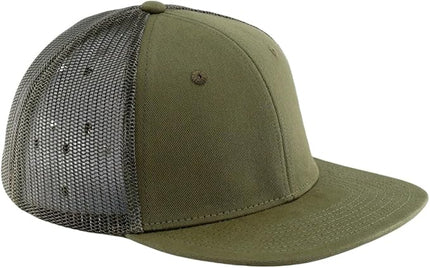 Flat Bill Snapback Mesh Hats | Fits OSFM & XXL Big Head | Blank Solid Color Adjustable Trucker Hat for Men