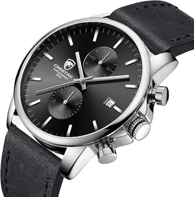 GOLDEN HOUR Mens Watch Fashion Sleek Minimalist Quartz Analog Mesh Stainless Steel Waterproof Chronograph Watches for Men with Auto Date