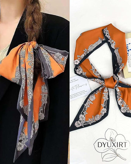 Head Scarf Purse Handle Neck Satin Hair Scarfs For Bag Lightweight Silky Long Thin Women's Fashion Scarves 59 * 5.9”