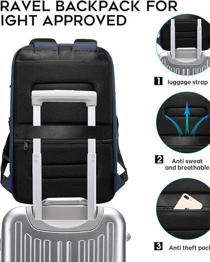 BANGE Business Laptop Smart backpack Can Hold 15.6 Inch Laptop Commute Backpack Carry on bag for men and women (Blue)