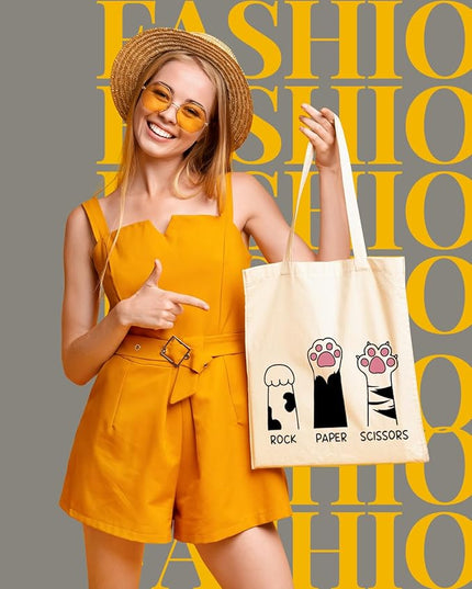 AUSVKAI Canvas Tote Bag Aesthetic for Women, Cute Reusable Cloth Cotton Bags for College Shopping Beach Grocery Trendy Gifts