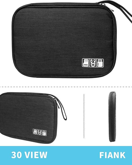 Electronics Organizer Travel Case,Electronic Accessories Storage Bag,Portable Waterproof Cable Organizer Bag,Travel Cord Organizer Bag for Small Charging Cord Storage,Cables,SD Card (Black)