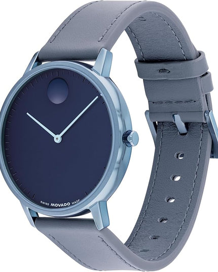 Movado Face Watch - Swiss Quartz, Leather Strap - Classic, Timeless Luxury Fashion Timepiece for Him or Her - 41mm