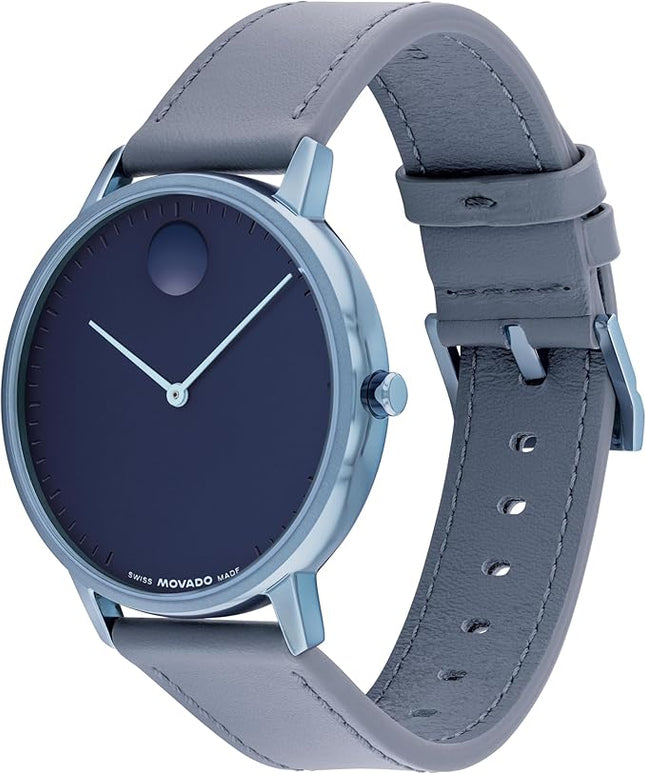 Movado Face Watch - Swiss Quartz, Leather Strap - Classic, Timeless Luxury Fashion Timepiece for Him or Her - 41mm