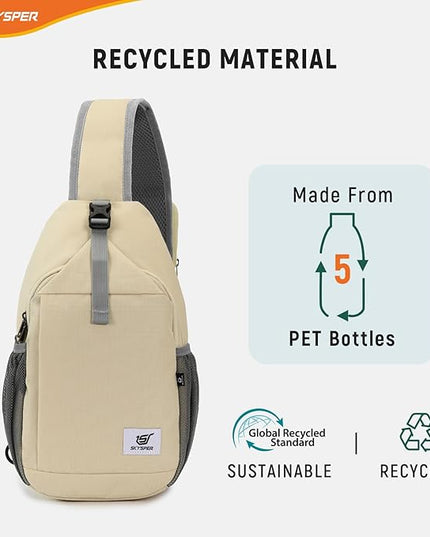 SKYSPER Sling Bag RFID Cross Body Bag Recycled Crossbody Backpack Travel Daypack