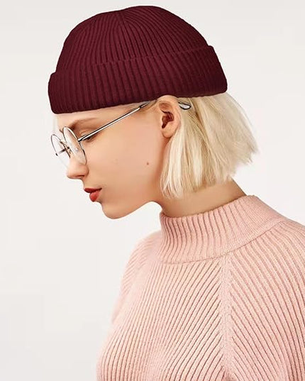 ROYBENS Wool Fisherman Beanie for Men Women, Knit Cuffed Fleece Lined Beanies Winter Warm Hat Skull Cap Unisex