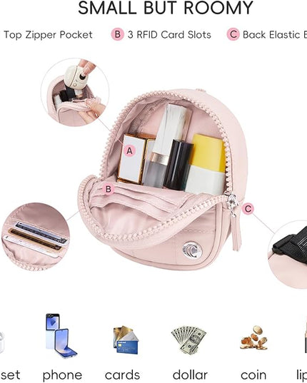CLUCI Mini Backpack Keychain Wallet Small Change Quilted Coin Purse Cute Puffer Wristlet Pouch with 3 RFID Card Slots