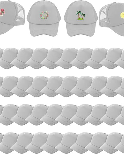 Hercicy 40 Pack Sublimation Blank Trucker Hat Bulk Baseball Cap Adjustable Mesh Unisex Polyester Hat Heat Transfer