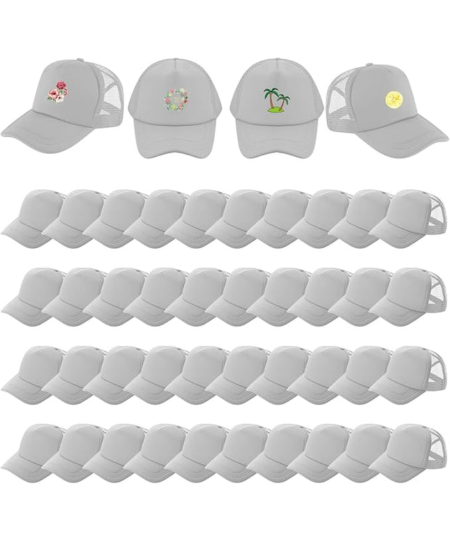 Hercicy 40 Pack Sublimation Blank Trucker Hat Bulk Baseball Cap Adjustable Mesh Unisex Polyester Hat Heat Transfer