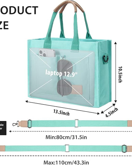 Canvas Tote Bag for Women Crossbody Work Purse with Pockets Top Handle Handbag Satchel Bags for Travel Nurse Teacher