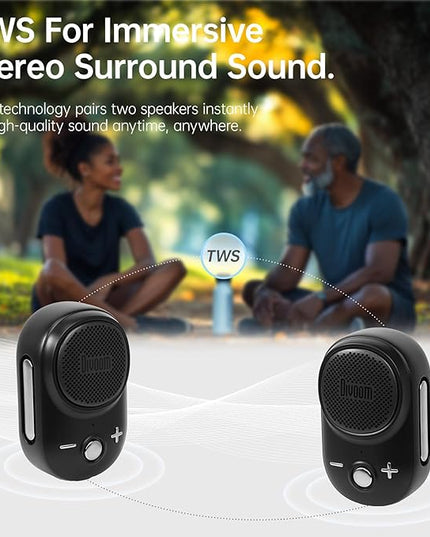 Divoom Itour-S Wearable Bluetooth Speaker, IP67 Waterproof Dustproof, Portable Small Clip-On Bluetooth Speaker, 10H Playtime, for Kitchen, Work, Travel, Biking, Golf, Pool (Black)
