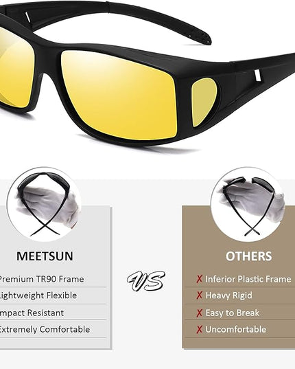 MEETSUN Fit Over Glasses Sunglasses for Men Women,Wrap Around Sunglasses Polarized UV400 Protection