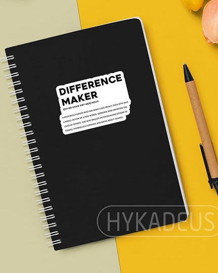 (3Pcs) Difference Maker Definition Stickers Inspirational Positive Sticker Waterproof Vinyl Decals for Water Bottle Laptop Scrapbook, Thank You Appreciation Gifts for Teacher Coach Coworkers, 3" x 2"