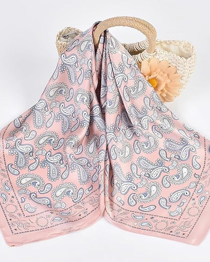 MINIDORA Satin Scarves for Women 27.5 × 27.5 inches Medium Square Elegant Silk Feeling Head Scarf