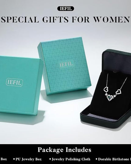 Iefil Valentines Day Gifts for Her - 925 Sterling Silver Heart Birthstone Bracelet Birthday Anniversary Jewelry Gifts for Her Wife