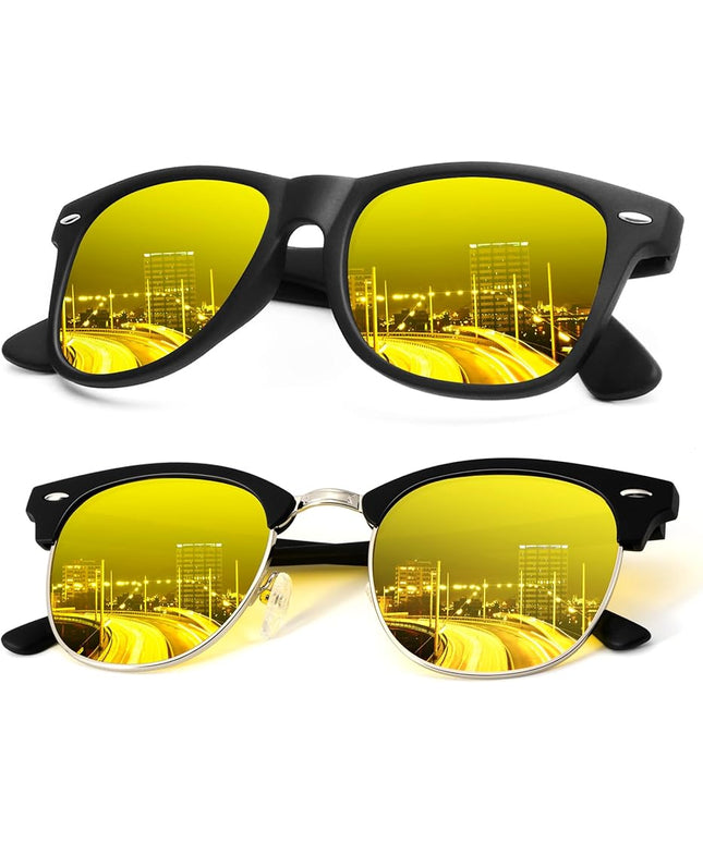 KALIYADI Polarized Sunglasses for Men and Women Semi-Rimless Frame Driving Sun glasses UV Blocking