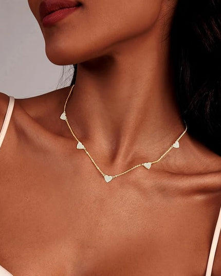Cute Heart Necklace Dainty 18k Gold Plated Tiny Heart Pendant Choker Necklaces Small Gold Love Open Heart Chain Necklace for Women Simple Gold Necklace for Women Trendy Jewelry