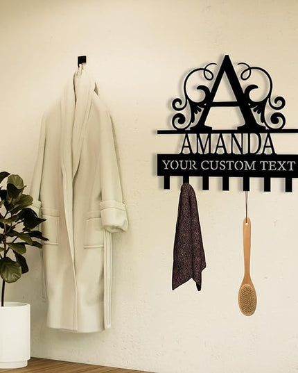 Personalized Monogram Metal Key Holder for Wall, Metal Wall Mount Custom Name Hooks, Key Hanger Decor, Key Rack Wall Mount for Front Door, Key Organizer for Hallway, Wall Key Rack, Housewarming Gift