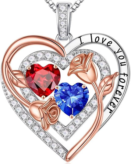 Iefil Christmas Gifts for Women - Sterling Silver Birthstone Necklace Anniversary Birthday Gifts for Her Wife Mom Daughter