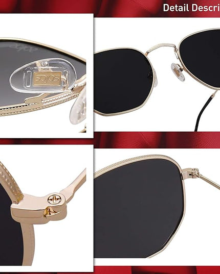SOJOS Square Polarized Sunglasses for Women Men Small Hexagonal Polygon Shades SJ1072
