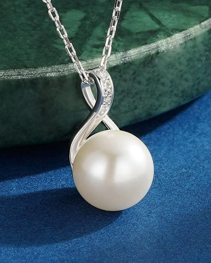 Iefil 10-11mm Tahitian Black Pearl & Freshwater Pearl Necklace - S925 Sterling Silver Pearls Necklace, Anniversary Birthday Gifts for Women Wife Girlfriend Mom