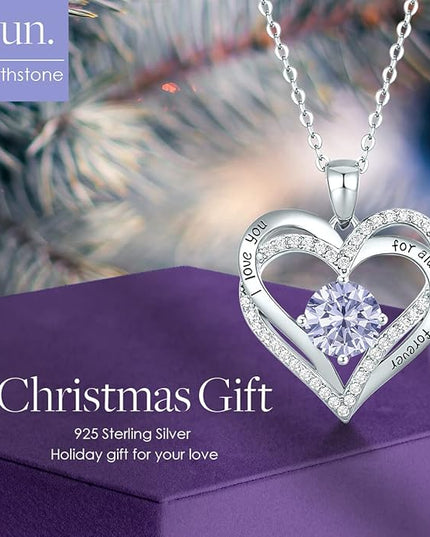CDE Forever Love Heart Necklaces for Women, Wedding Anniversary, Birthday Mothers Day Christmas Day Gifts for Mom, Mother, Wife, friend, S925 Silver Jewelry with Birthstone Pendant