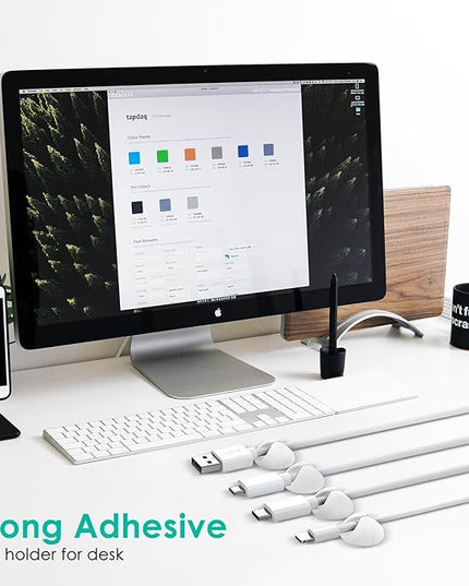 12 Pack Cable Clips, Znben Wire Organizer Holder Adhesive Cord Management Charger Wire Holder Clips for Desk, Home, Office, Car, Cubicle, Nightstand White