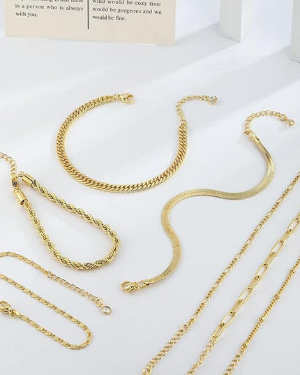 BERISO Gold Bracelets for Women, Elegant Adjustable 14K Gold Plated Bracelet for Women, Trendy Minimalist Dainty Gold Bracelet for Everyday Wear