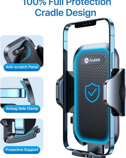 andobil 2026 Upgraded Car Phone Holder Mount for Vent, Military Sturdy Metal Clip Air Vent Phone Holder for Your Car Easy Used Cell Phone Car Mount for iPhone 17 Pro Max 15 14 13 Samsung S25 S24