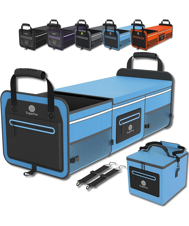 95L Car Trunk Organizer & Storage With 26L Ice Pack, Waterproof Foldable | Trunk Organizers for SUVs & Cars, Car Storage Organizer, Great Gift for Drivers (Blue-M004)