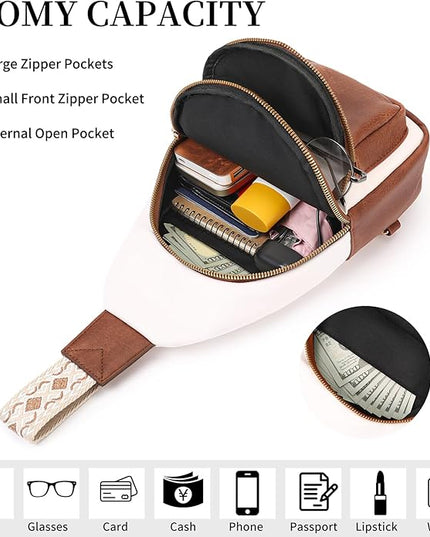 FALAN MULE Crossbody Bags for Women Trendy Leather Sling Chest Bag Fanny Packs for Women