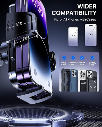 Car Phone Holder Mount for Air Vent, [Never Shake Hook Clip] 360° Adjustable Vent Clip, Compatible with Big Phones,Thick Cases, Phone Holders for Your Car–Fits iPhone, Samsung and Android