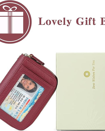 GOIACII Small Genuine Leather Wallet for Women, RFID Blocking Card Holder Wallet