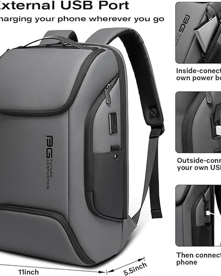 BANGE Business Laptop Smart backpack Can Hold 15.6 Inch Laptop Commute Backpack Carry on bag for men and women (Grey)