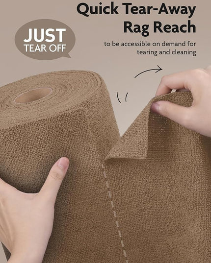 Fantasticlean Microfiber Cleaning Cloth Roll -75 Pack, Tear Away Microfiber Towels, 12" x 12", Reusable, Washable, Scratch Free, Ultra Absorbent for All-Around Cleaning Supplies (TAN)