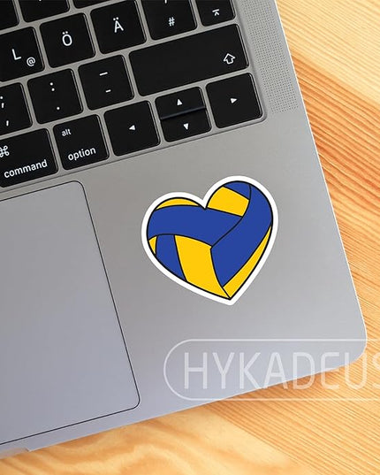 (3Pcs) Volleyball Stickers Volleyball Heart Vinyl Decals for Waterproof Sticker Water Bottle, Tumbler, Laptop, Phone Case, Posters, Scrapbook, Players, Coach, 3" x 2.8"