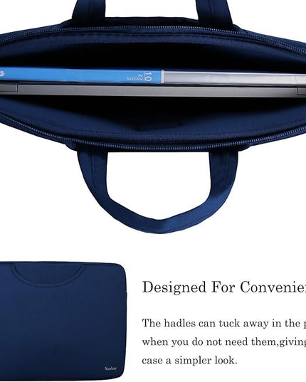Laptop Bag 15.6 Inch,Durable Slim Briefcase Handle Bag & with Extra Pockets,Notebook Computer Protective Case for Computer Notebook Ultrabook,Collapsible Carrying Handles,Dark blue