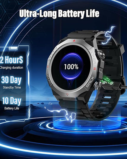 Military Smart Watches for Men(Answer/Make Calls), 1.39"HD Fitness Watch, 24/7 Heart Rate Sleep Monitor, Smart Watch for Men 110+ Sport Modes, 30Day, IP68 Waterproof Smartwatch for Android iOS, Black